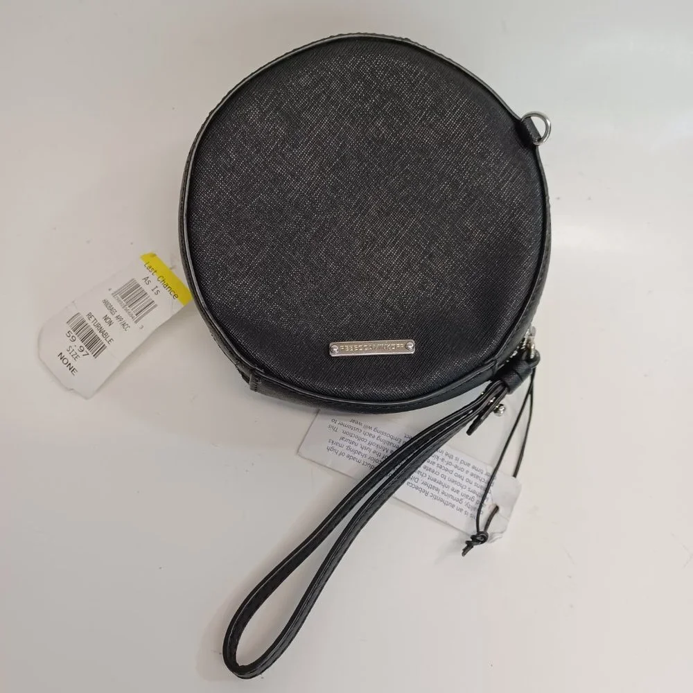 Rebecca Minkoff Bag Small Black Perforated Leather Circle Bag Wristlet NEW‎